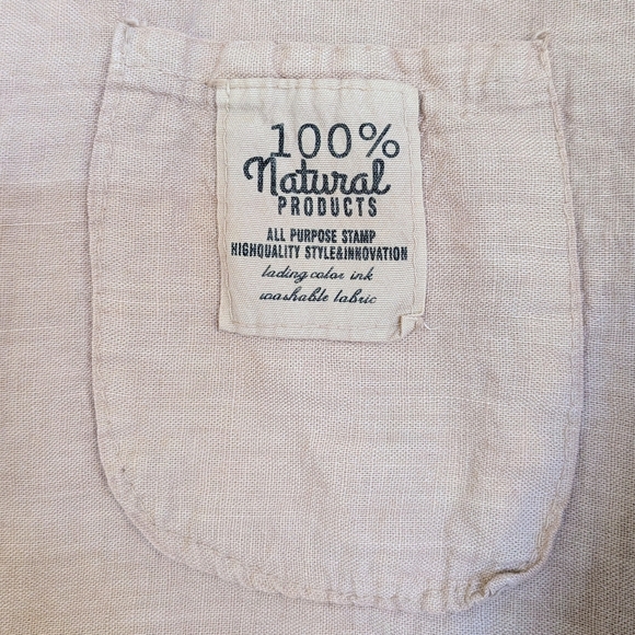 Natural Short-sleeved Beige Linen Top - Picture 5 of 9